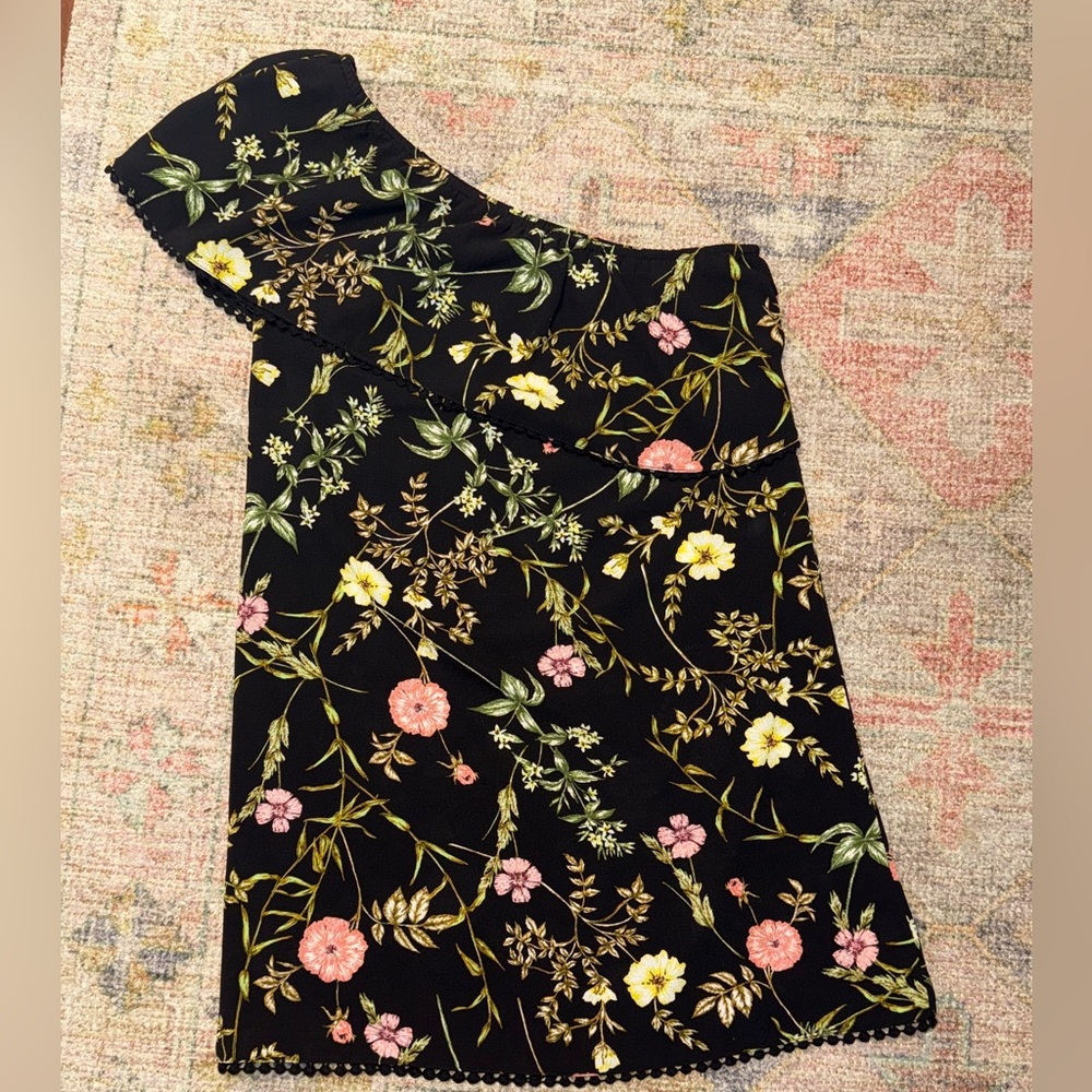 Xhilaration Black Dress with Floral Design